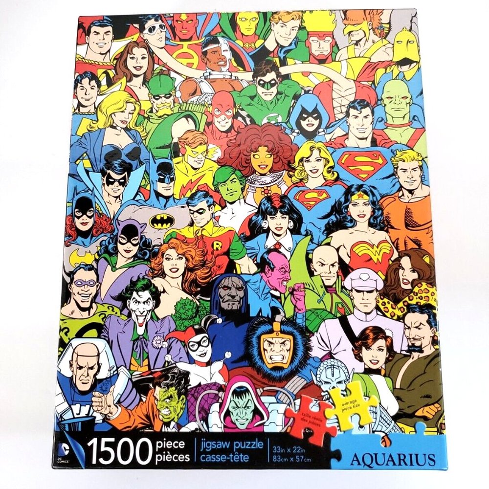 Aquarius DC Comics Collage 1500 Piece Jigsaw Puzzle Heroes Villains Etc 33" x 22